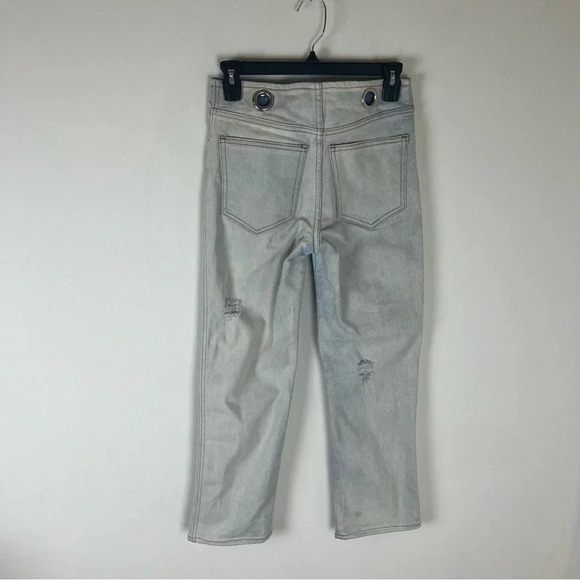 Miaou Distressed Tommy Grommet Hole Straight Leg Jeans Light Wash Size 24 - Picture 4 of 6